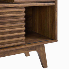 Render Walnut Three-Tier Display Storage Cabinet Stand - Ornate Home
