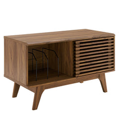 Render Walnut Vinyl Record Display Stand - 17.5x36.5x22" - Ornate Home