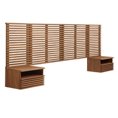 Render Walnut Wall Mount King Headboard and Modern Nightstands - Ornate Home