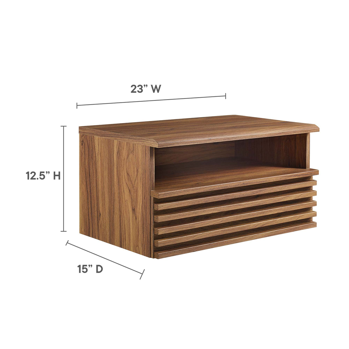 Render Walnut Wall-Mount Nightstand - Ornate Home
