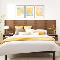Render Walnut Wall Mount Queen Headboard and Modern Nightstands - Ornate Home
