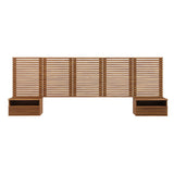 Render Walnut Wall Mount Queen Headboard and Modern Nightstands - Ornate Home