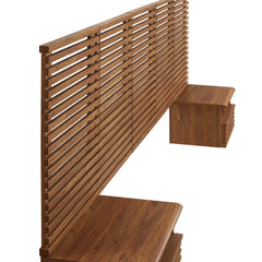 Render Walnut Wall Mount Queen Headboard and Modern Nightstands - Ornate Home
