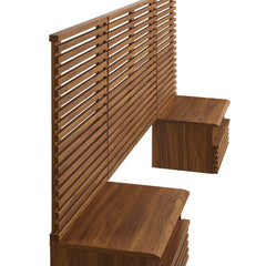Render Walnut Wall Mount Twin Headboard and Modern Nightstands - Ornate Home