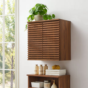 Render Walnut Wall Mounted Bathroom Cabinet - Ornate Home