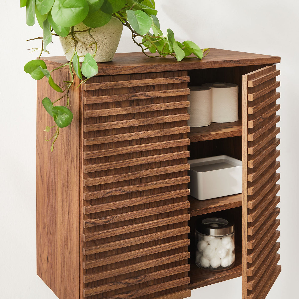 Render Walnut Wall Mounted Bathroom Cabinet - Ornate Home