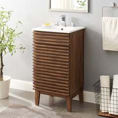 Render Walnut/White 18" Bathroom Vanity Cabinet - Ornate Home