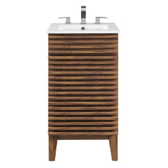Render Walnut/White 18" Bathroom Vanity Cabinet - Ornate Home