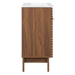 Render Walnut/White 18" Bathroom Vanity Cabinet - Ornate Home