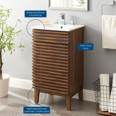 Render Walnut/White 18" Bathroom Vanity Cabinet - Ornate Home