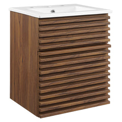 Render Walnut/White 18" Wall-Mount Bathroom Vanity - Ornate Home