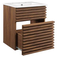 Render Walnut/White 18" Wall-Mount Bathroom Vanity - Ornate Home