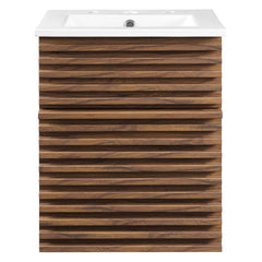 Render Walnut/White 18" Wall-Mount Bathroom Vanity - Ornate Home