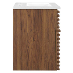 Render Walnut/White 18" Wall-Mount Bathroom Vanity - Ornate Home