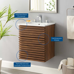 Render Walnut/White 18" Wall-Mount Bathroom Vanity - Ornate Home