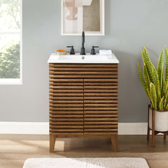 Render Walnut/White 24" Bathroom Vanity - Ornate Home