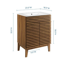 Render Walnut/White 24" Bathroom Vanity - Ornate Home