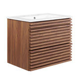 Render Walnut/White 24" Wall-Mount Bathroom Vanity - Ornate Home