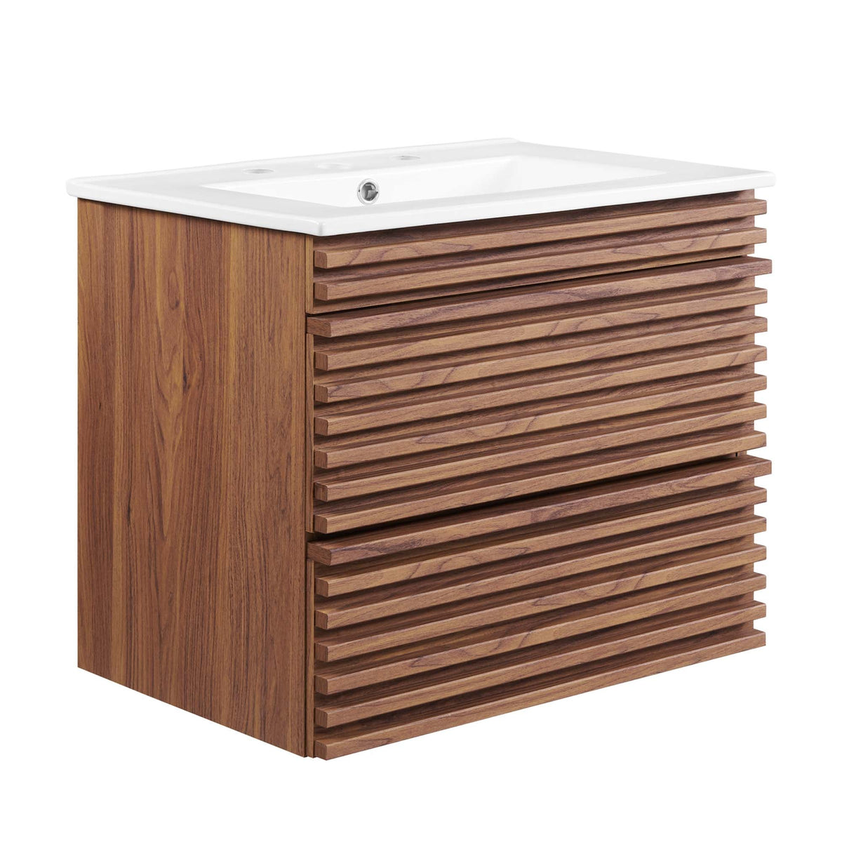 Render Walnut/White 24" Wall-Mount Bathroom Vanity - Ornate Home