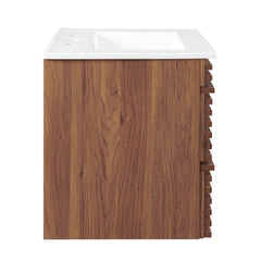 Render Walnut/White 24" Wall-Mount Bathroom Vanity - Ornate Home