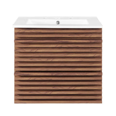 Render Walnut/White 24" Wall-Mount Bathroom Vanity - Ornate Home