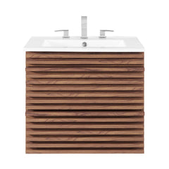 Render Walnut/White 24" Wall-Mount Bathroom Vanity - Ornate Home