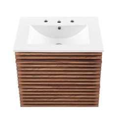 Render Walnut/White 24" Wall-Mount Bathroom Vanity - Ornate Home