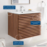 Render Walnut/White 24" Wall-Mount Bathroom Vanity - Ornate Home