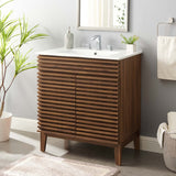 Render Walnut/White 30" Bathroom Vanity Cabinet - Ornate Home