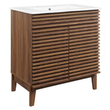 Render Walnut/White 30" Bathroom Vanity Cabinet - Ornate Home