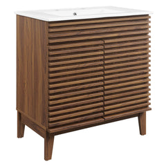 Render Walnut/White 30" Bathroom Vanity Cabinet - Ornate Home