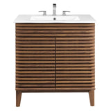 Render Walnut/White 30" Bathroom Vanity Cabinet - Ornate Home