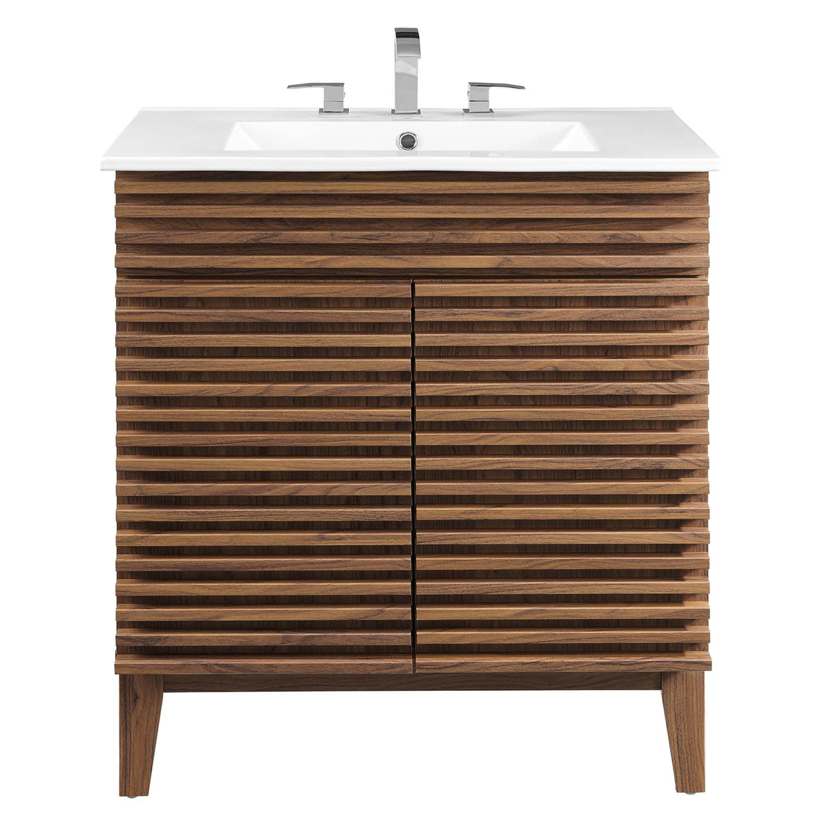 Render Walnut/White 30" Bathroom Vanity Cabinet - Ornate Home