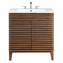 Render Walnut/White 30" Bathroom Vanity Cabinet - Ornate Home