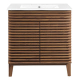 Render Walnut/White 30" Bathroom Vanity Cabinet - Ornate Home