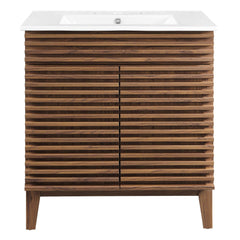Render Walnut/White 30" Bathroom Vanity Cabinet - Ornate Home
