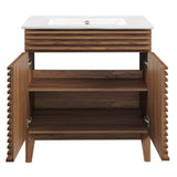 Render Walnut/White 30" Bathroom Vanity Cabinet - Ornate Home