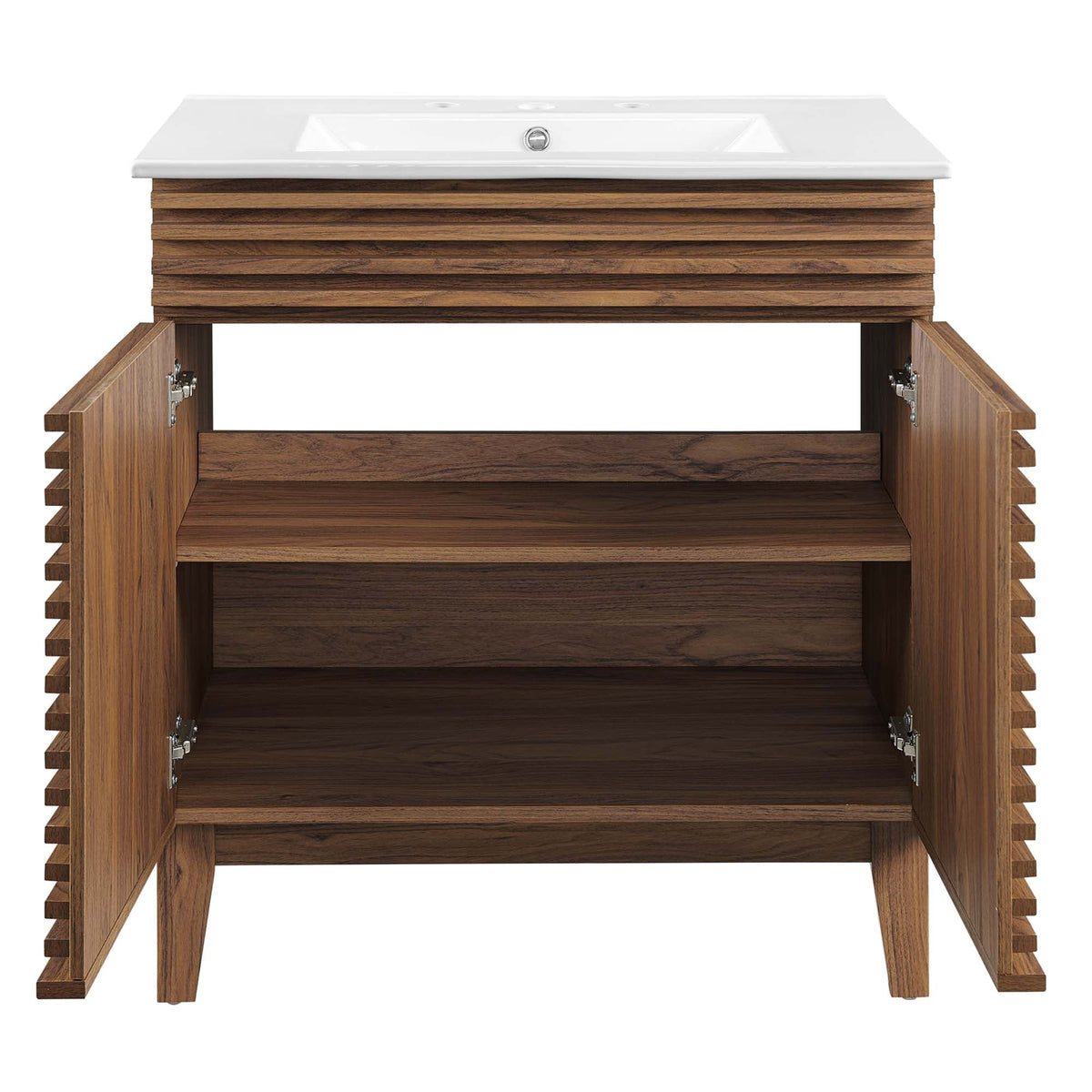 Render Walnut/White 30" Bathroom Vanity Cabinet - Ornate Home