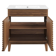 Render Walnut/White 30" Bathroom Vanity Cabinet - Ornate Home