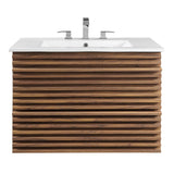 Render Walnut/White 30" Wall-Mount Bathroom Vanity - Ornate Home