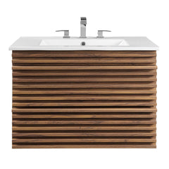 Render Walnut/White 30" Wall-Mount Bathroom Vanity - Ornate Home