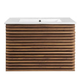 Render Walnut/White 30" Wall-Mount Bathroom Vanity - Ornate Home