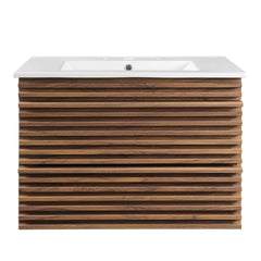 Render Walnut/White 30" Wall-Mount Bathroom Vanity - Ornate Home