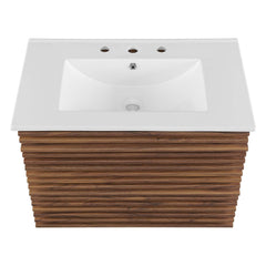 Render Walnut/White 30" Wall-Mount Bathroom Vanity - Ornate Home