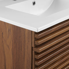 Render Walnut/White 30" Wall-Mount Bathroom Vanity - Ornate Home