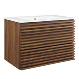 Render Walnut/White 30" Wall-Mount Bathroom Vanity - Ornate Home