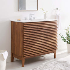 Render Walnut/White 36" Bathroom Vanity - Ornate Home