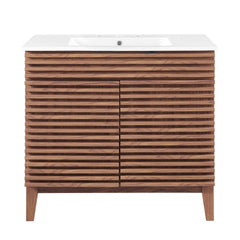 Render Walnut/White 36" Bathroom Vanity - Ornate Home