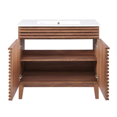 Render Walnut/White 36" Bathroom Vanity - Ornate Home