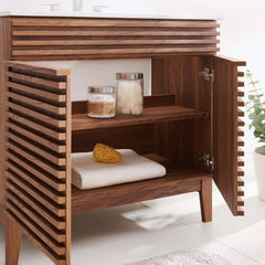 Render Walnut/White 36" Bathroom Vanity - Ornate Home